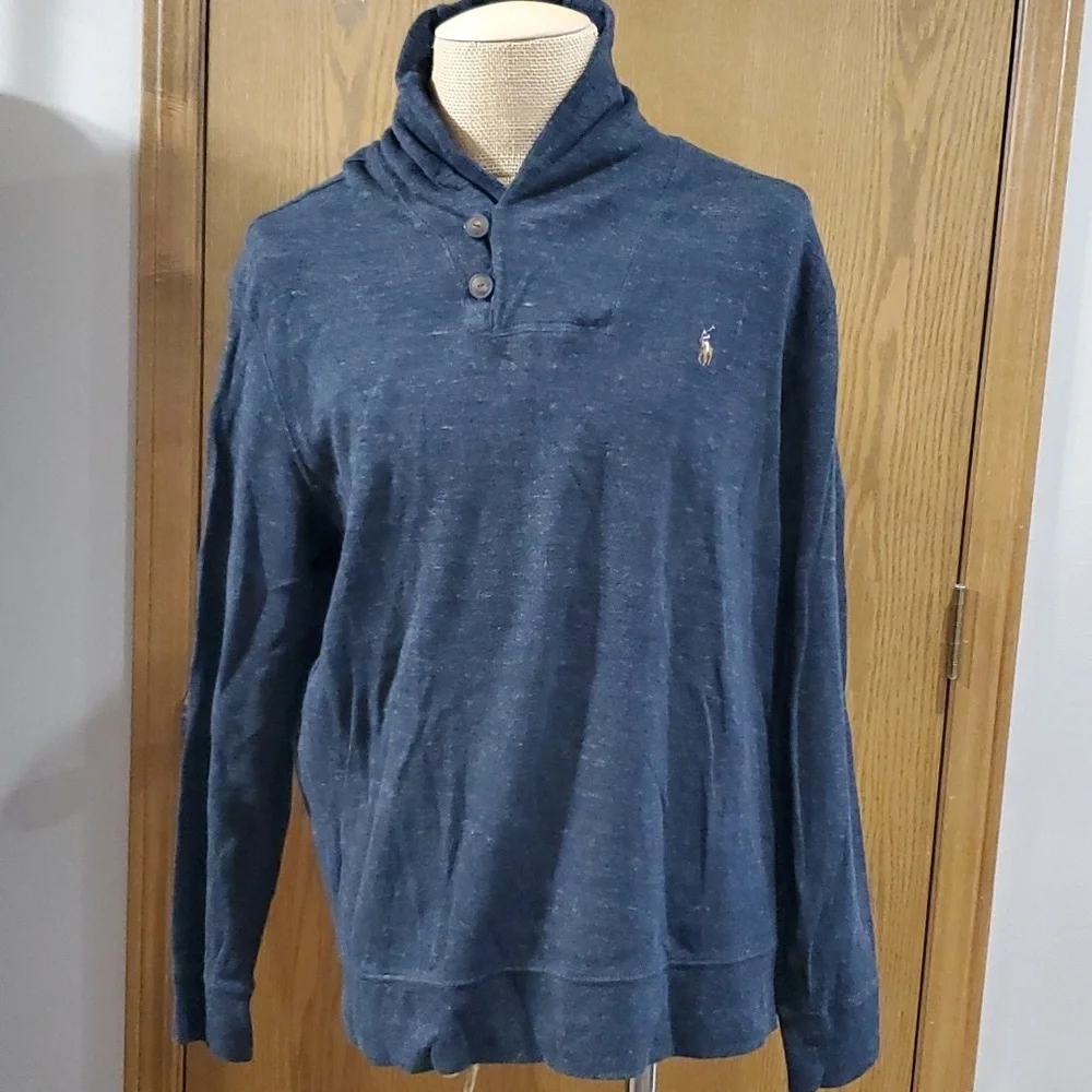 Polo Ralph Lauren estate rib 2 button pullover spacedye grey